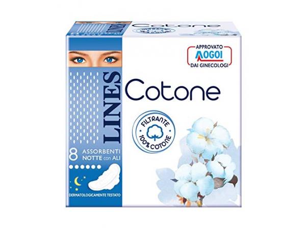 absorbent lines cotton ultra night x8
